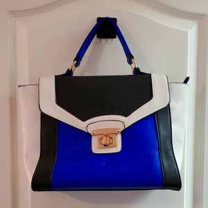 Melie Bianco Royal & White Blue Purse with Crossbody